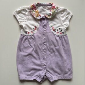 Peanuts Girls Snoopy Embroidered Romper - Size 18M